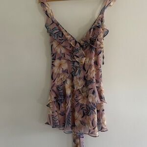 Windsor Floral Ruffle Mini Dress - Purple and Cream